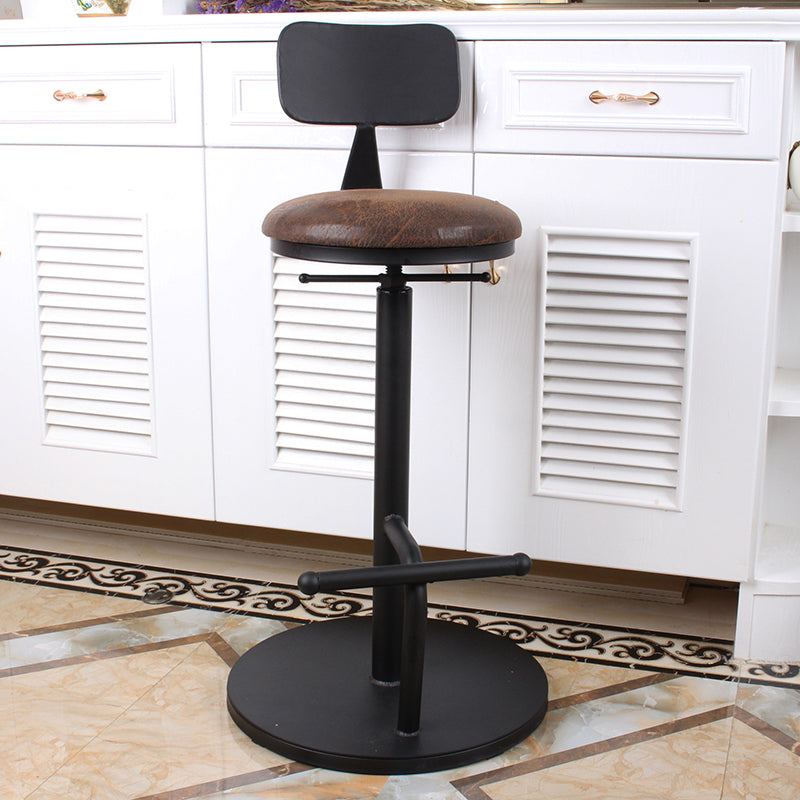 Modern Style Bar Chair with Adjustable Height Swivel Footrest Barstool for Counter Bar Brown 1 Piece Low Back Clearhalo 'Bar Furniture' 'Bar Stools' 'bar_stools' 'furn' 'furn_bar_stools' 'furniture_bar_stools' 'Kitchen & Dining Furniture' 'kitchen&dining_furn' 'kitchen' 'kitchen_furn' Furniture' 4440056
