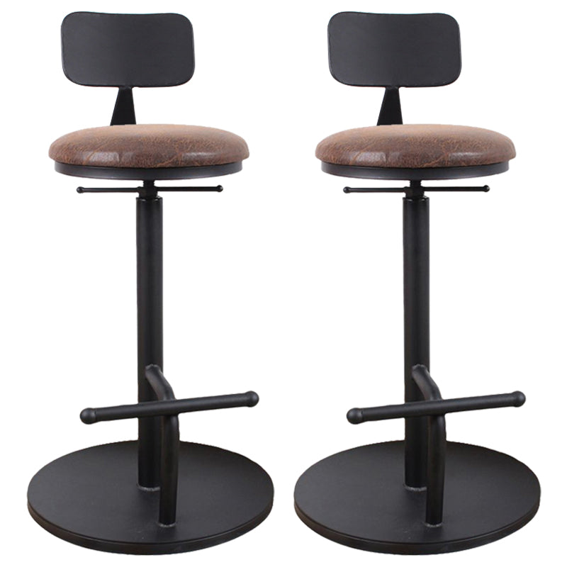 Modern Style Bar Chair with Adjustable Height Swivel Footrest Barstool for Counter Bar Brown 2 Piece Set Low Back Clearhalo 'Bar Furniture' 'Bar Stools' 'bar_stools' 'furn' 'furn_bar_stools' 'furniture_bar_stools' 'Kitchen & Dining Furniture' 'kitchen&dining_furn' 'kitchen' 'kitchen_furn' Furniture' 4440057