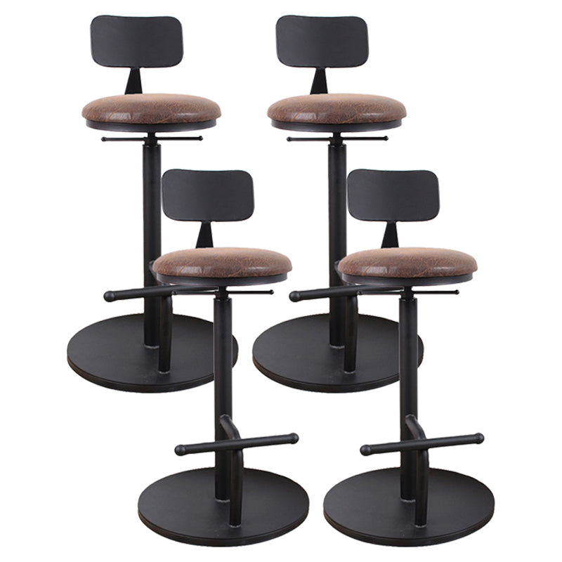 Modern Style Bar Chair with Adjustable Height Swivel Footrest Barstool for Counter Bar Brown 4 Piece Set Low Back Clearhalo 'Bar Furniture' 'Bar Stools' 'bar_stools' 'furn' 'furn_bar_stools' 'furniture_bar_stools' 'Kitchen & Dining Furniture' 'kitchen&dining_furn' 'kitchen' 'kitchen_furn' Furniture' 4440058