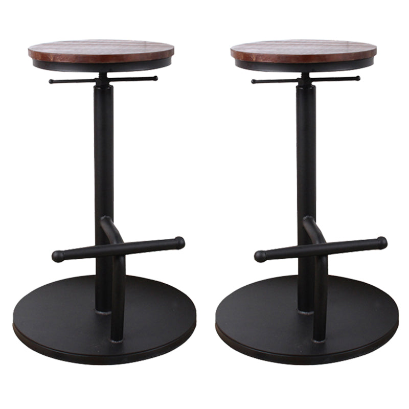 Modern Style Bar Chair with Adjustable Height Swivel Footrest Barstool for Counter Bar Dark Wood 2 Piece Set Backless Clearhalo 'Bar Furniture' 'Bar Stools' 'bar_stools' 'furn' 'furn_bar_stools' 'furniture_bar_stools' 'Kitchen & Dining Furniture' 'kitchen&dining_furn' 'kitchen' 'kitchen_furn' Furniture' 4440060