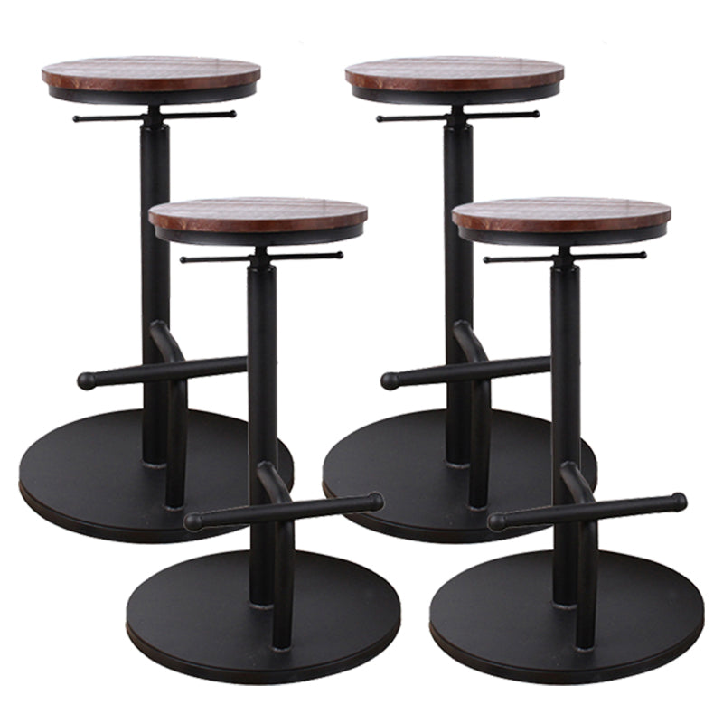 Modern Style Bar Chair with Adjustable Height Swivel Footrest Barstool for Counter Bar Dark Wood 4 Piece Set Backless Clearhalo 'Bar Furniture' 'Bar Stools' 'bar_stools' 'furn' 'furn_bar_stools' 'furniture_bar_stools' 'Kitchen & Dining Furniture' 'kitchen&dining_furn' 'kitchen' 'kitchen_furn' Furniture' 4440061