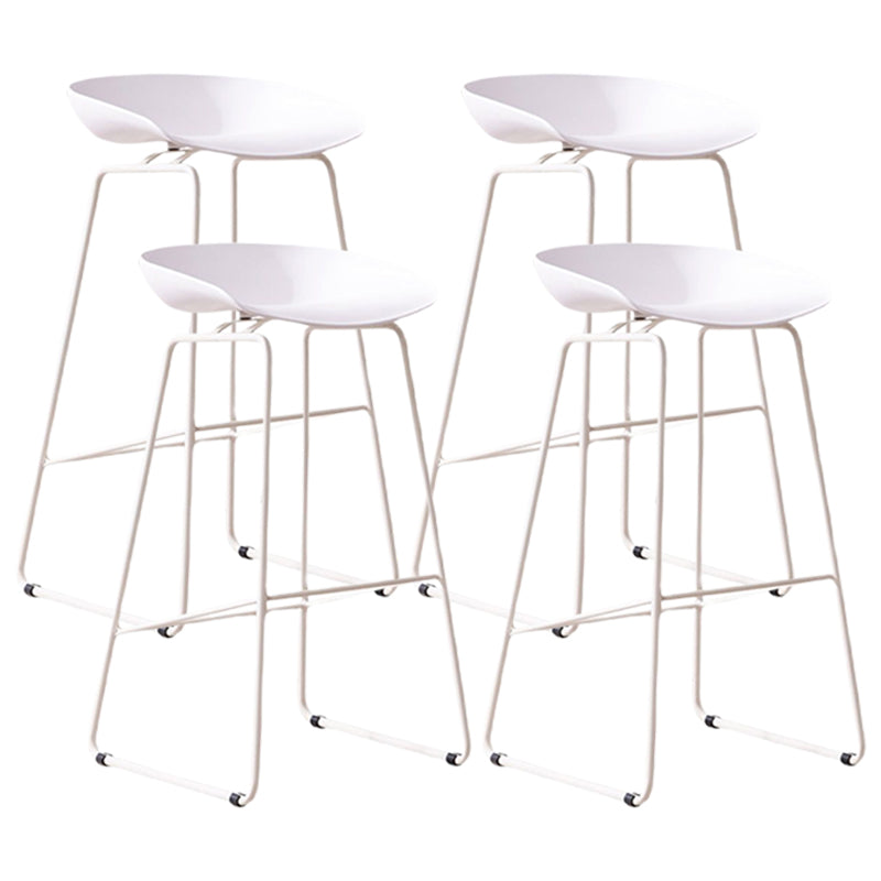 Modern Style Bar-stool Sled Legs with Iron Footrest Low Back Barstool for Kitchen White 4 Piece Set Clearhalo 'Bar Furniture' 'Bar Stools' 'bar_stools' 'furn' 'furn_bar_stools' 'furniture_bar_stools' 'Kitchen & Dining Furniture' 'kitchen&dining_furn' 'kitchen' 'kitchen_furn' Furniture' 4440068