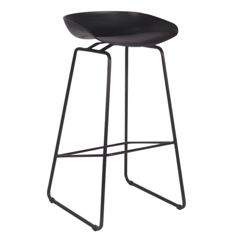 Modern Style Bar-stool Sled Legs with Iron Footrest Low Back Barstool for Kitchen Black 1 Piece Clearhalo 'Bar Furniture' 'Bar Stools' 'bar_stools' 'furn' 'furn_bar_stools' 'furniture_bar_stools' 'Kitchen & Dining Furniture' 'kitchen&dining_furn' 'kitchen' 'kitchen_furn' Furniture' 4440070