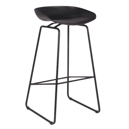 Modern Style Bar-stool Sled Legs with Iron Footrest Low Back Barstool for Kitchen Black 1 Piece Clearhalo 'Bar Furniture' 'Bar Stools' 'bar_stools' 'furn' 'furn_bar_stools' 'furniture_bar_stools' 'Kitchen & Dining Furniture' 'kitchen&dining_furn' 'kitchen' 'kitchen_furn' Furniture' 4440070