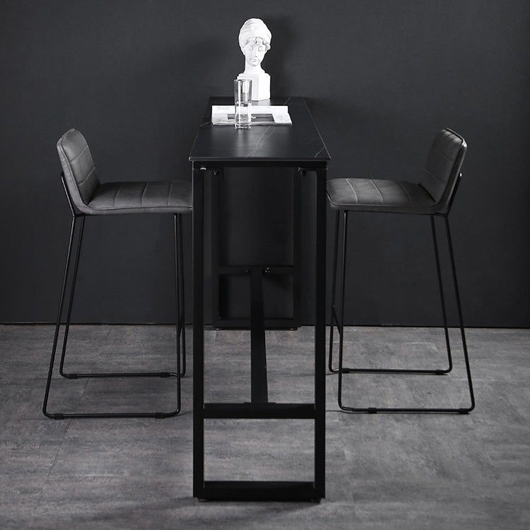 Industrial Rectangle Top Counter Table Stone Top 42-inch Height Table for Coffee Shop Black Without Chairs Clearhalo 'Bar Furniture' 'Bar Tables' 'bar_tables' 'furn' 'furn_bar_tables' 'Furniture' 'furniture_bar_tables' 'Kitchen & Dining Furniture' 4440081
