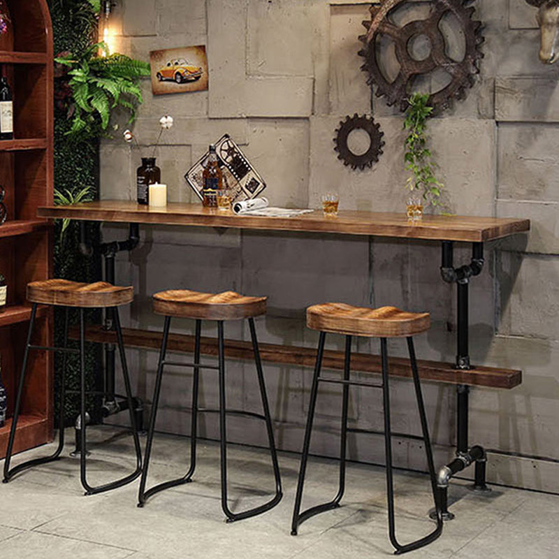 Wood Top Water Pipe Frame Counter Table Industrial 42-inch Height Table for Dinning Room 78.7"L x 19.7"W x 41.3"H Without Chairs Clearhalo 'Bar Furniture' 'Bar Tables' 'bar_tables' 'furn' 'furn_bar_tables' 'Furniture' 'furniture_bar_tables' 'Kitchen & Dining Furniture' 4440101