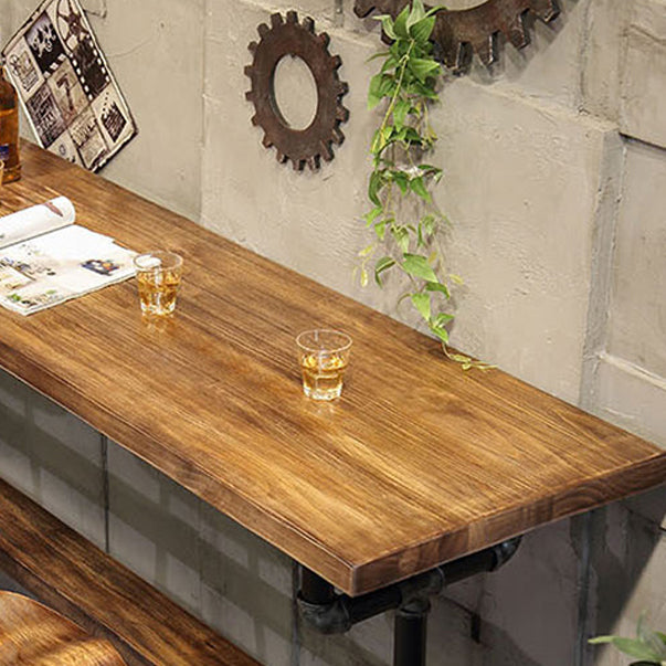 Wood Top Water Pipe Frame Counter Table Industrial 42-inch Height Table for Dinning Room Clearhalo 'Bar Furniture' 'Bar Tables' 'bar_tables' 'furn' 'furn_bar_tables' 'Furniture' 'furniture_bar_tables' 'Kitchen & Dining Furniture' 4440105