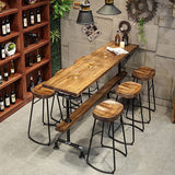 Wood Top Water Pipe Frame Counter Table Industrial 42-inch Height Table for Dinning Room Clearhalo 'Bar Furniture' 'Bar Tables' 'bar_tables' 'furn' 'furn_bar_tables' 'Furniture' 'furniture_bar_tables' 'Kitchen & Dining Furniture' 4440109