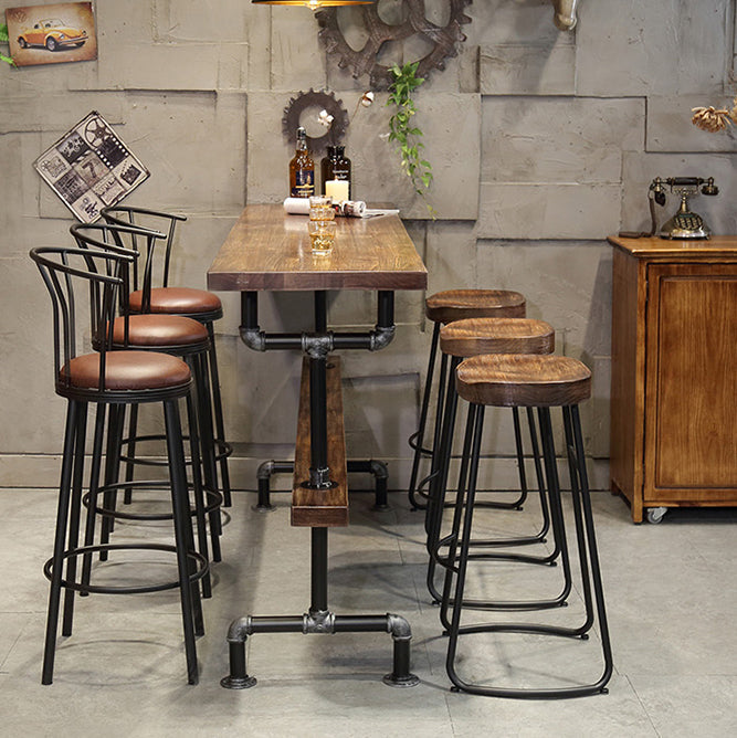 Wood Top Water Pipe Frame Counter Table Industrial 42-inch Height Table for Dinning Room Clearhalo 'Bar Furniture' 'Bar Tables' 'bar_tables' 'furn' 'furn_bar_tables' 'Furniture' 'furniture_bar_tables' 'Kitchen & Dining Furniture' 4440112