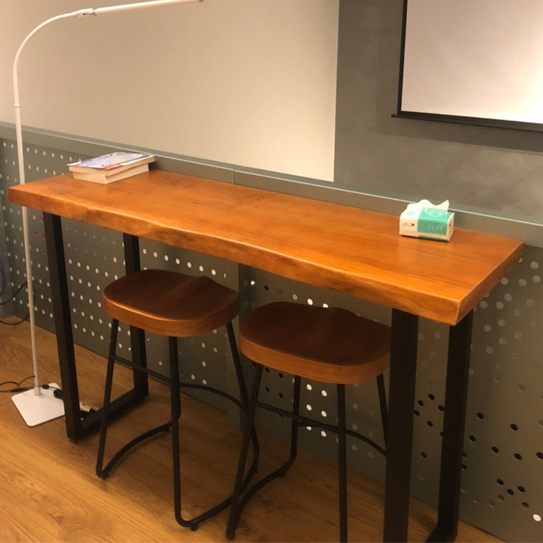 42-inch Height Cocktail Bar Table Industrial Style Wood Top Bar Table for Coffee Shop 70.9"L x 15.7"W x 41.3"H Without Chairs Clearhalo 'Bar Furniture' 'Bar Tables' 'bar_tables' 'furn' 'furn_bar_tables' 'Furniture' 'furniture_bar_tables' 'Kitchen & Dining Furniture' 4440123