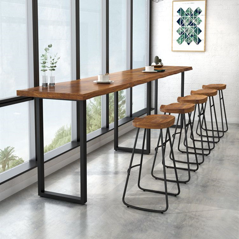 42-inch Height Cocktail Bar Table Industrial Style Wood Top Bar Table for Coffee Shop 86.6"L x 15.7"W x 41.3"H Without Chairs Clearhalo 'Bar Furniture' 'Bar Tables' 'bar_tables' 'furn' 'furn_bar_tables' 'Furniture' 'furniture_bar_tables' 'Kitchen & Dining Furniture' 4440124