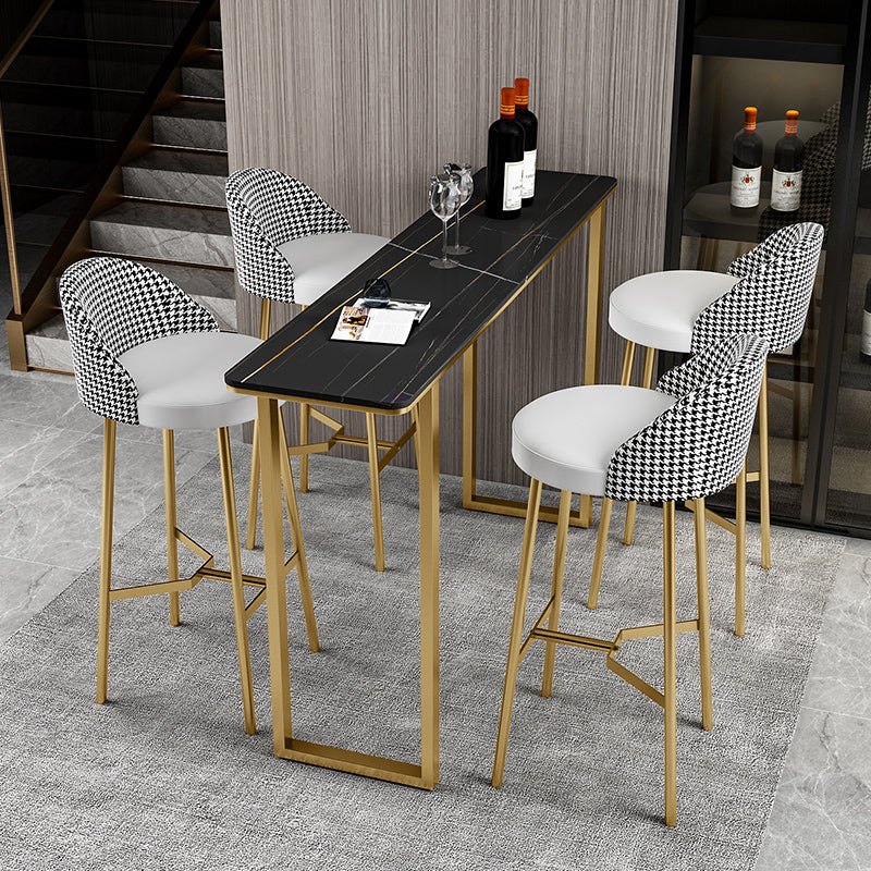 Living Room Bar Table 42-inch Height Stone Top and Metal Base Bistro Table Gold Black Clearhalo 'Bar Furniture' 'Bar Tables' 'bar_tables' 'furn' 'furn_bar_tables' 'Furniture' 'furniture_bar_tables' 'Kitchen & Dining Furniture' 4440140
