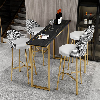 Living Room Bar Table 42-inch Height Stone Top and Metal Base Bistro Table Gold Black Clearhalo 'Bar Furniture' 'Bar Tables' 'bar_tables' 'furn' 'furn_bar_tables' 'Furniture' 'furniture_bar_tables' 'Kitchen & Dining Furniture' 4440140