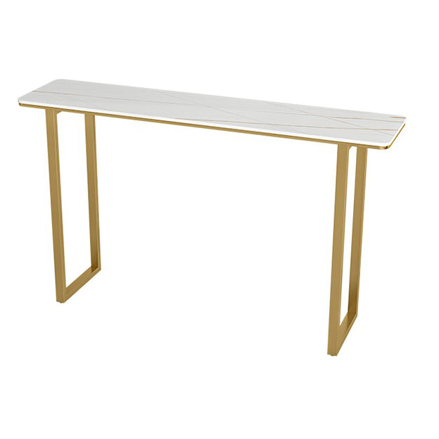 Living Room Bar Table 42-inch Height Stone Top and Metal Base Bistro Table Gold White Clearhalo 'Bar Furniture' 'Bar Tables' 'bar_tables' 'furn' 'furn_bar_tables' 'Furniture' 'furniture_bar_tables' 'Kitchen & Dining Furniture' 4440143
