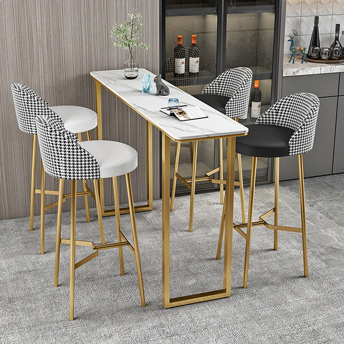 Living Room Bar Table 42-inch Height Stone Top and Metal Base Bistro Table Clearhalo 'Bar Furniture' 'Bar Tables' 'bar_tables' 'furn' 'furn_bar_tables' 'Furniture' 'furniture_bar_tables' 'Kitchen & Dining Furniture' 4440150