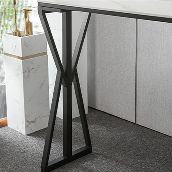 Modern Bar Dining Table Rectangle Bar Height Table with Double Pedestal in Black Clearhalo 'Bar Furniture' 'Bar Tables' 'bar_tables' 'furn' 'furn_bar_tables' 'Furniture' 'furniture_bar_tables' 'Kitchen & Dining Furniture' 4440184