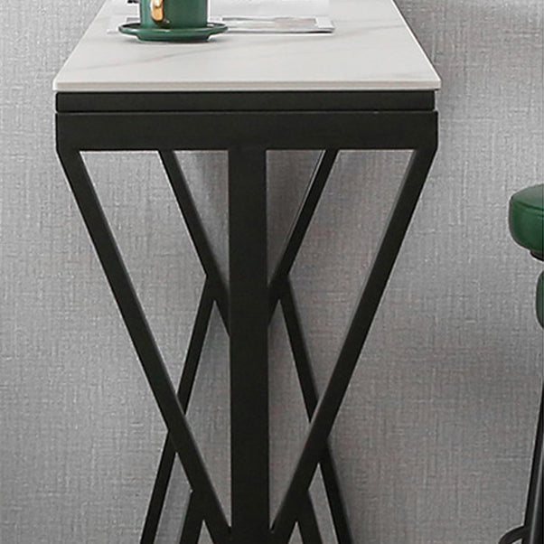 Modern Bar Dining Table Rectangle Bar Height Table with Double Pedestal in Black Clearhalo 'Bar Furniture' 'Bar Tables' 'bar_tables' 'furn' 'furn_bar_tables' 'Furniture' 'furniture_bar_tables' 'Kitchen & Dining Furniture' 4440185
