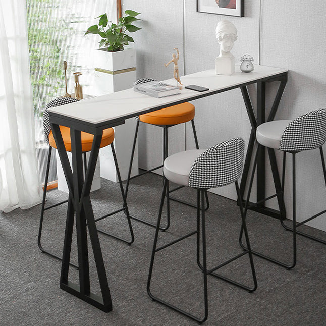 Modern Bar Dining Table Rectangle Bar Height Table with Double Pedestal in Black Clearhalo 'Bar Furniture' 'Bar Tables' 'bar_tables' 'furn' 'furn_bar_tables' 'Furniture' 'furniture_bar_tables' 'Kitchen & Dining Furniture' 4440188