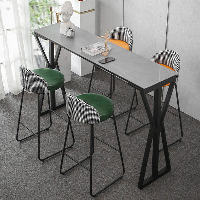 Modern Bar Dining Table Rectangle Bar Height Table with Double Pedestal in Black Clearhalo 'Bar Furniture' 'Bar Tables' 'bar_tables' 'furn' 'furn_bar_tables' 'Furniture' 'furniture_bar_tables' 'Kitchen & Dining Furniture' 4440191