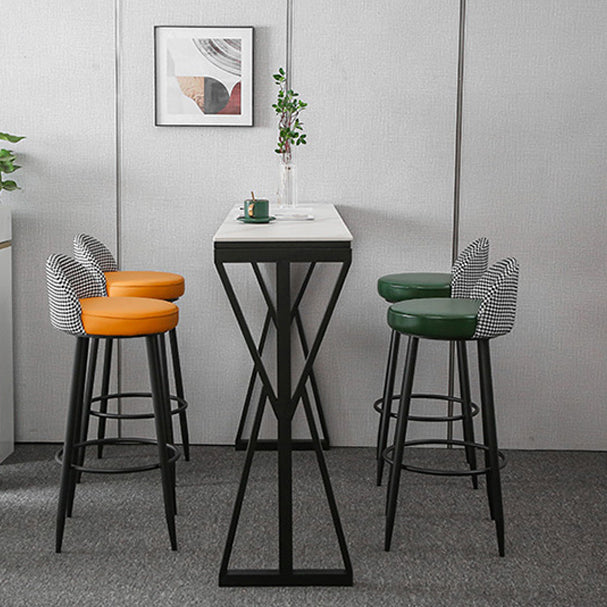 Modern Bar Dining Table Rectangle Bar Height Table with Double Pedestal in Black Clearhalo 'Bar Furniture' 'Bar Tables' 'bar_tables' 'furn' 'furn_bar_tables' 'Furniture' 'furniture_bar_tables' 'Kitchen & Dining Furniture' 4440192