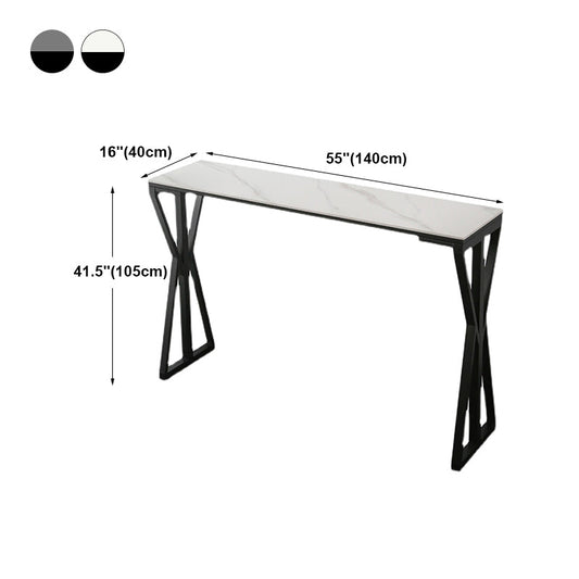 Modern Bar Dining Table Rectangle Bar Height Table with Double Pedestal in Black Clearhalo 'Bar Furniture' 'Bar Tables' 'bar_tables' 'furn' 'furn_bar_tables' 'Furniture' 'furniture_bar_tables' 'Kitchen & Dining Furniture' 4440195
