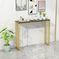 Modern Bar Dining Table Rectangle Bar Height Cocktail Table in Iron Base 55"L x 11"W x 31"H Black-Gold Without Chairs Clearhalo 'Bar Furniture' 'Bar Tables' 'bar_tables' 'furn' 'furn_bar_tables' 'Furniture' 'furniture_bar_tables' 'Kitchen & Dining Furniture' 4440204