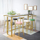 Glam Rectangle Stone Pub Bar Table Gold Iron Bar Dining Table with Trestle Pedestal Black Without Chairs Clearhalo 'Bar Furniture' 'Bar Tables' 'bar_tables' 'furn' 'furn_bar_tables' 'Furniture' 'furniture_bar_tables' 'Kitchen & Dining Furniture' 4440221