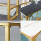 Glam Rectangle Stone Pub Bar Table Gold Iron Bar Dining Table with Trestle Pedestal Clearhalo 'Bar Furniture' 'Bar Tables' 'bar_tables' 'furn' 'furn_bar_tables' 'Furniture' 'furniture_bar_tables' 'Kitchen & Dining Furniture' 4440223
