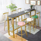 Glam Rectangle Stone Pub Bar Table Gold Iron Bar Dining Table with Trestle Pedestal Clearhalo 'Bar Furniture' 'Bar Tables' 'bar_tables' 'furn' 'furn_bar_tables' 'Furniture' 'furniture_bar_tables' 'Kitchen & Dining Furniture' 4440226