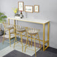 Glam Rectangle Stone Pub Bar Table Gold Iron Bar Dining Table with Trestle Pedestal Clearhalo 'Bar Furniture' 'Bar Tables' 'bar_tables' 'furn' 'furn_bar_tables' 'Furniture' 'furniture_bar_tables' 'Kitchen & Dining Furniture' 4440229