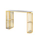 Glam White Faux Marble Pub Bar Table Iron Double Pedestal Bar Dining Table with 4-Shelf Gold Without Chairs Clearhalo 'Bar Furniture' 'Bar Tables' 'bar_tables' 'furn' 'furn_bar_tables' 'Furniture' 'furniture_bar_tables' 'Kitchen & Dining Furniture' 4440238