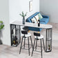 Glam White Faux Marble Pub Bar Table Iron Double Pedestal Bar Dining Table with 4-Shelf 63"L x 15.7"W x 41.3"H Black Without Chairs Clearhalo 'Bar Furniture' 'Bar Tables' 'bar_tables' 'furn' 'furn_bar_tables' 'Furniture' 'furniture_bar_tables' 'Kitchen & Dining Furniture' 4440239