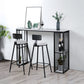 Glam White Faux Marble Pub Bar Table Iron Double Pedestal Bar Dining Table with 4-Shelf 55.1"L x 15.7"W x 41.3"H Black Without Chairs Clearhalo 'Bar Furniture' 'Bar Tables' 'bar_tables' 'furn' 'furn_bar_tables' 'Furniture' 'furniture_bar_tables' 'Kitchen & Dining Furniture' 4440241