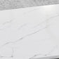 Glam White Faux Marble Pub Bar Table Iron Double Pedestal Bar Dining Table with 4-Shelf Clearhalo 'Bar Furniture' 'Bar Tables' 'bar_tables' 'furn' 'furn_bar_tables' 'Furniture' 'furniture_bar_tables' 'Kitchen & Dining Furniture' 4440243