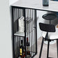 Glam White Faux Marble Pub Bar Table Iron Double Pedestal Bar Dining Table with 4-Shelf Clearhalo 'Bar Furniture' 'Bar Tables' 'bar_tables' 'furn' 'furn_bar_tables' 'Furniture' 'furniture_bar_tables' 'Kitchen & Dining Furniture' 4440246