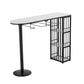 Glam White Faux Marble Bistro Table Iron Double Pedestal Bar Dining Table with 3-Shelf Black Without Chairs Clearhalo 'Bar Furniture' 'Bar Tables' 'bar_tables' 'furn' 'furn_bar_tables' 'Furniture' 'furniture_bar_tables' 'Kitchen & Dining Furniture' 4440253