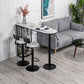 Glam White Faux Marble Bistro Table Iron Double Pedestal Bar Dining Table with 3-Shelf 78.7"L x 15.7"W x 41.3"H Black Without Chairs Clearhalo 'Bar Furniture' 'Bar Tables' 'bar_tables' 'furn' 'furn_bar_tables' 'Furniture' 'furniture_bar_tables' 'Kitchen & Dining Furniture' 4440255