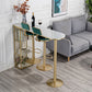Glam White Faux Marble Bistro Table Iron Double Pedestal Bar Dining Table with 3-Shelf Clearhalo 'Bar Furniture' 'Bar Tables' 'bar_tables' 'furn' 'furn_bar_tables' 'Furniture' 'furniture_bar_tables' 'Kitchen & Dining Furniture' 4440262