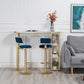 Glam White Faux Marble Bistro Table Iron Double Pedestal Bar Dining Table with 3-Shelf Clearhalo 'Bar Furniture' 'Bar Tables' 'bar_tables' 'furn' 'furn_bar_tables' 'Furniture' 'furniture_bar_tables' 'Kitchen & Dining Furniture' 4440266