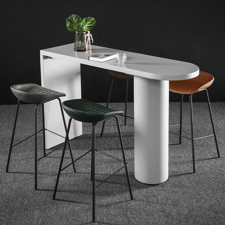 Industrial White Pub Bar Table Wood Double Pedestal Bar Dining Table Fixed Table 70.9"L x 19.7"W x 41.3"H Without Chairs Clearhalo 'Bar Furniture' 'Bar Tables' 'bar_tables' 'furn' 'furn_bar_tables' 'Furniture' 'furniture_bar_tables' 'Kitchen & Dining Furniture' 4440275