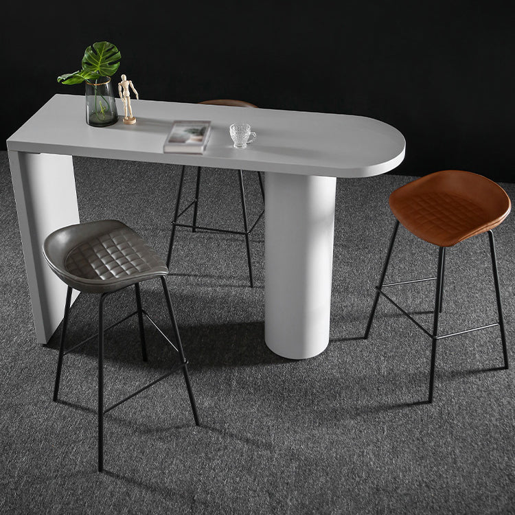 Industrial White Pub Bar Table Wood Double Pedestal Bar Dining Table Fixed Table 63"L x 19.7"W x 41.3"H Without Chairs Clearhalo 'Bar Furniture' 'Bar Tables' 'bar_tables' 'furn' 'furn_bar_tables' 'Furniture' 'furniture_bar_tables' 'Kitchen & Dining Furniture' 4440276