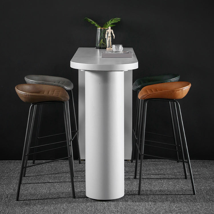 Industrial White Pub Bar Table Wood Double Pedestal Bar Dining Table Fixed Table 55.1"L x 19.7"W x 41.3"H Without Chairs Clearhalo 'Bar Furniture' 'Bar Tables' 'bar_tables' 'furn' 'furn_bar_tables' 'Furniture' 'furniture_bar_tables' 'Kitchen & Dining Furniture' 4440277