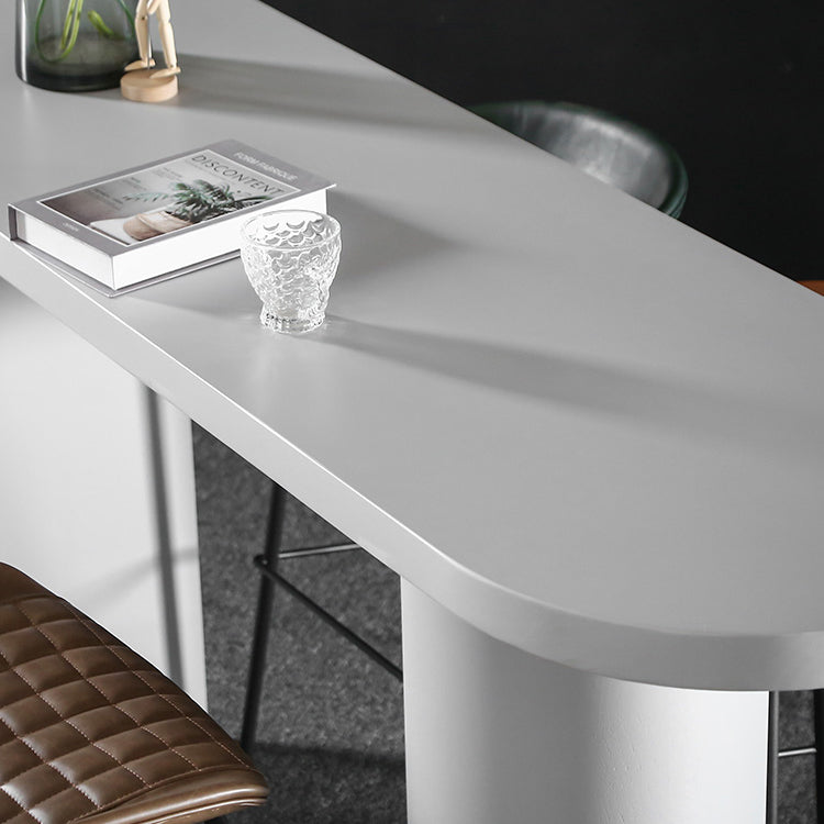 Industrial White Pub Bar Table Wood Double Pedestal Bar Dining Table Fixed Table Clearhalo 'Bar Furniture' 'Bar Tables' 'bar_tables' 'furn' 'furn_bar_tables' 'Furniture' 'furniture_bar_tables' 'Kitchen & Dining Furniture' 4440279