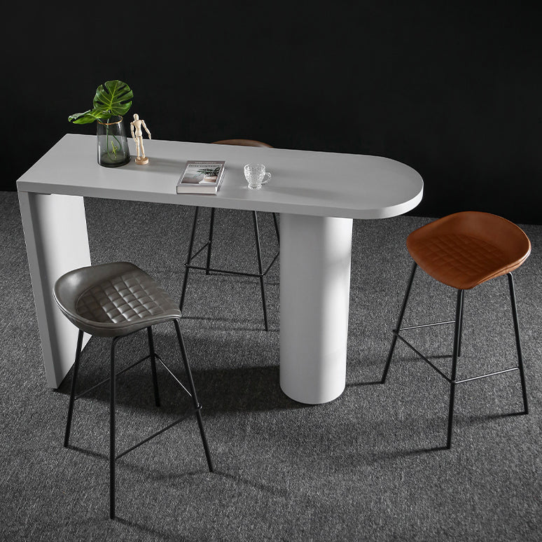 Industrial White Pub Bar Table Wood Double Pedestal Bar Dining Table Fixed Table Clearhalo 'Bar Furniture' 'Bar Tables' 'bar_tables' 'furn' 'furn_bar_tables' 'Furniture' 'furniture_bar_tables' 'Kitchen & Dining Furniture' 4440281