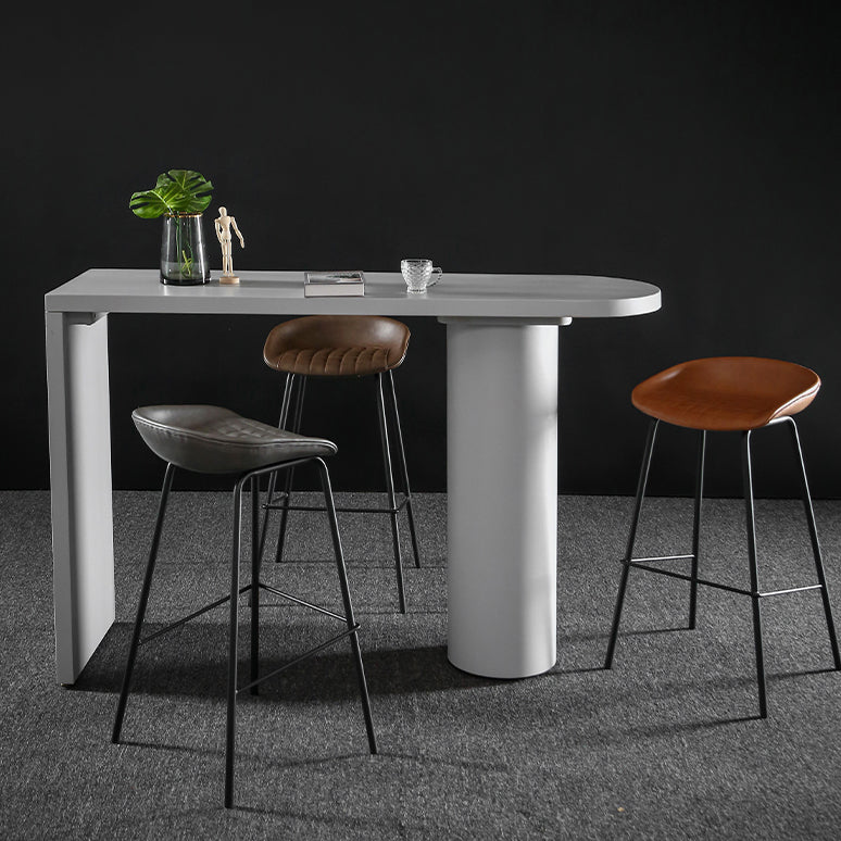Industrial White Pub Bar Table Wood Double Pedestal Bar Dining Table Fixed Table Clearhalo 'Bar Furniture' 'Bar Tables' 'bar_tables' 'furn' 'furn_bar_tables' 'Furniture' 'furniture_bar_tables' 'Kitchen & Dining Furniture' 4440283