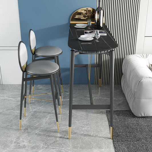 Industrial Style Iron Bar Table Faux Marble Top 41.3"H Bistro Table with Footrest Clearhalo 'Bar Furniture' 'Bar Tables' 'bar_tables' 'furn' 'furn_bar_tables' 'Furniture' 'furniture_bar_tables' 'Kitchen & Dining Furniture' 4440299