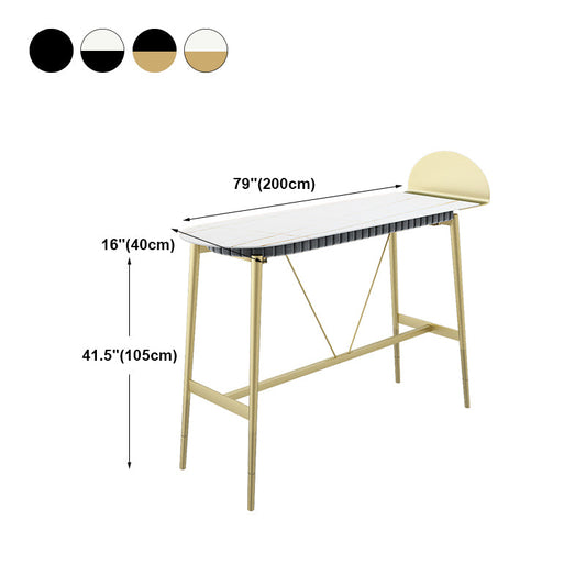 Industrial Style Iron Bar Table Faux Marble Top 41.3"H Bistro Table with Footrest Clearhalo 'Bar Furniture' 'Bar Tables' 'bar_tables' 'furn' 'furn_bar_tables' 'Furniture' 'furniture_bar_tables' 'Kitchen & Dining Furniture' 4440307