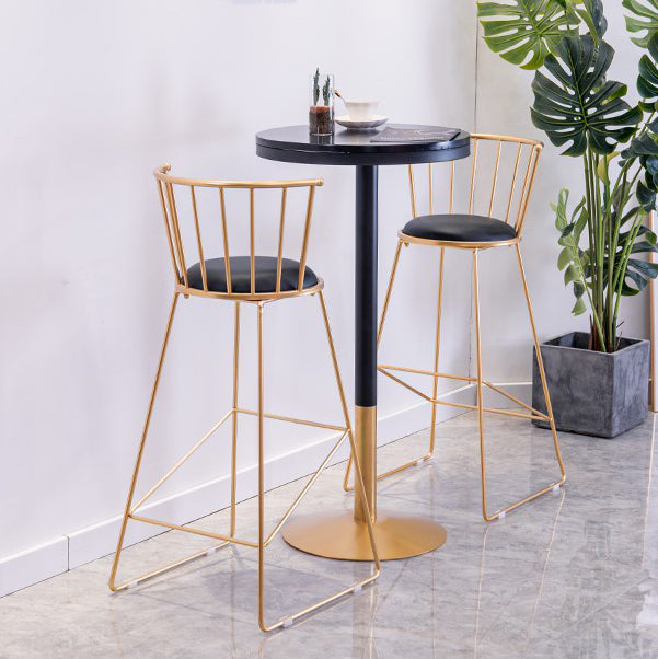 Industrial Style Black Iron Bar Table Wood Round Top Bistro Table with Pedestal 21.7"L x 21.7"W x 41.3"H Without Chairs Clearhalo 'Bar Furniture' 'Bar Tables' 'bar_tables' 'furn' 'furn_bar_tables' 'Furniture' 'furniture_bar_tables' 'Kitchen & Dining Furniture' 4440327