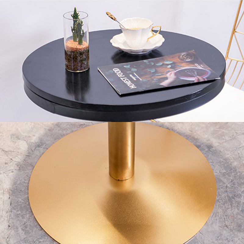 Industrial Style Black Iron Bar Table Wood Round Top Bistro Table with Pedestal Clearhalo 'Bar Furniture' 'Bar Tables' 'bar_tables' 'furn' 'furn_bar_tables' 'Furniture' 'furniture_bar_tables' 'Kitchen & Dining Furniture' 4440332
