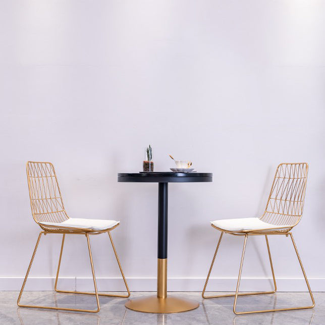 Industrial Style Black Iron Bar Table Wood Round Top Bistro Table with Pedestal 23.6"L x 23.6"W x 29.5"H Without Chairs Clearhalo 'Bar Furniture' 'Bar Tables' 'bar_tables' 'furn' 'furn_bar_tables' 'Furniture' 'furniture_bar_tables' 'Kitchen & Dining Furniture' 4440334